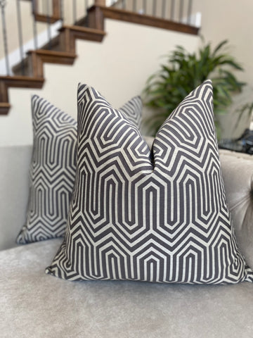 Lux Geometric in Grey with Solid Velvet finish