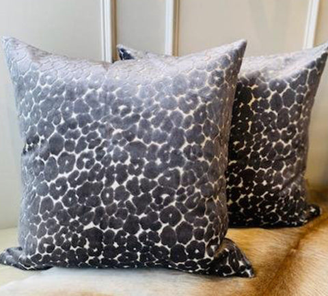 Luxury Deep Grey Leopard Cut Velvet